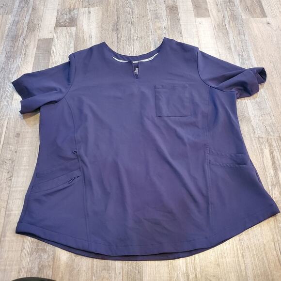 Climate right by cuddl duds 2x womens navy blue scrub top - Picture 1 of 9